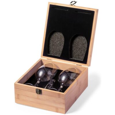 SET DE COPAS DE VINO   ABRIDOR EN CAJA BAMBU