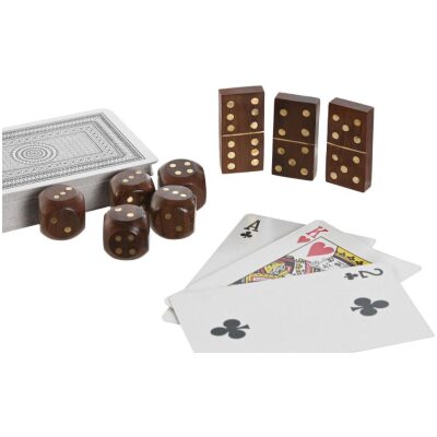 MULTIJUEGOS CAJA MADERA ESCALERA CARTAS DOMINO DAD