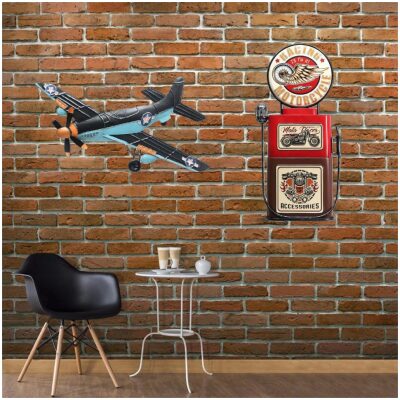 CHAPA PARED SURTIDOR RETRO CON MOTO