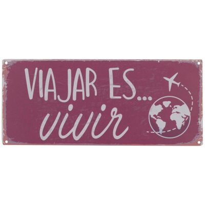 CHAPA PARED VIAJAR ES VIVIR 13x50 cm