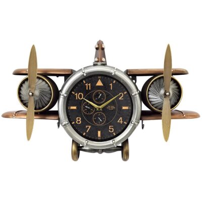 RELOJ PARED AVION RETRO 2 MOTORES