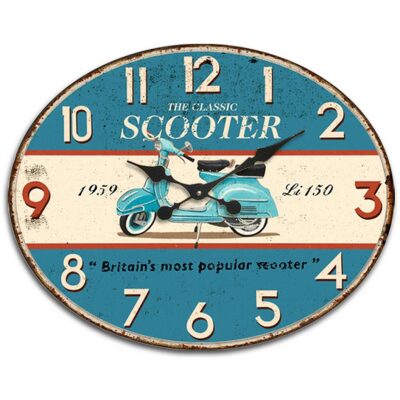 RELOJ PARED OVALADO SCOTER VESPA