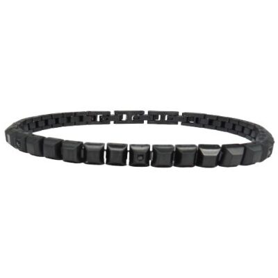 PULSERA I ACERO NEGRO 5 CIRCONITAS NEGRAS