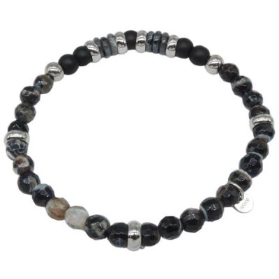 PULSERA I ELASTICA BOLAS MOTEADAS NEGRAS