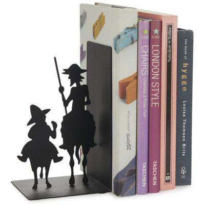 SUJETA LIBROS QUIJOTE SANCHO METAL NEGRO