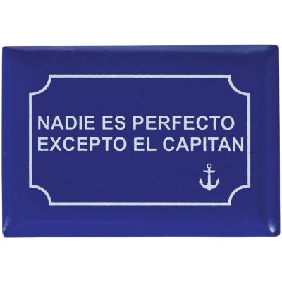 IMAN PLACA METAL AZUL NADIE ES PERFECTO EXCEPTO