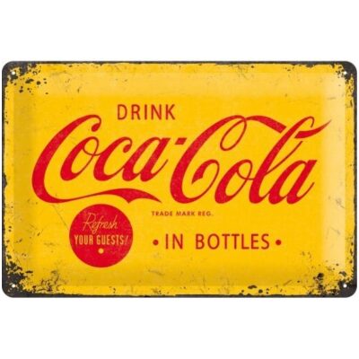 PLACA METAL COCA COLA 20X30 LOGO YELLOW